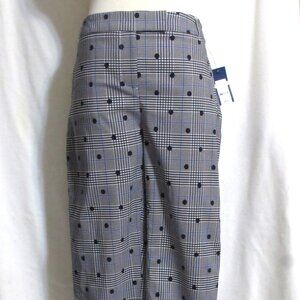 New Women's Ladies CROWN & IVY Black & White Plaid Tapered Capris Crop Pants 6